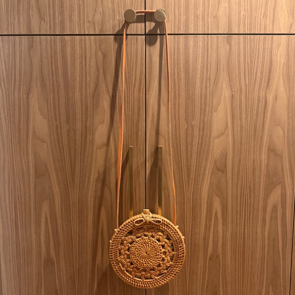POPPY + SAGE Fiona Bag.  Handwoven Round Rattan Crossbody Bag  USED ONCE